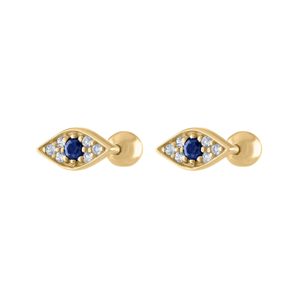 Evil Eye 14K Diamond - Turquoise Stud Earrings – WaveOnElm